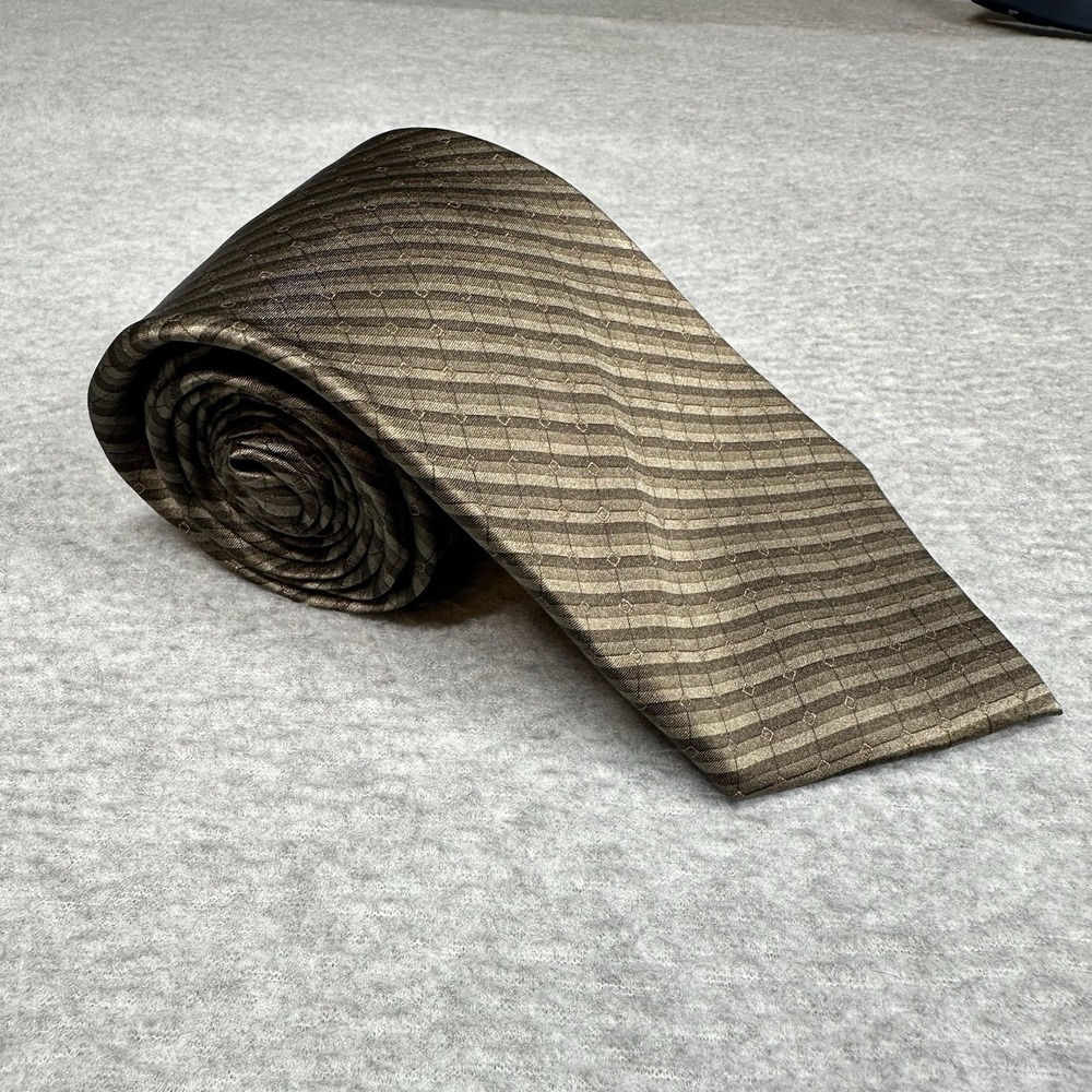 Vintage Arrow Brown & Tan Geometric Silk‎ Men's Necktie Classic Dress Tie NOS